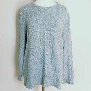 Boden Light Gray Nubbly Cable Knit Sweater Sz 16